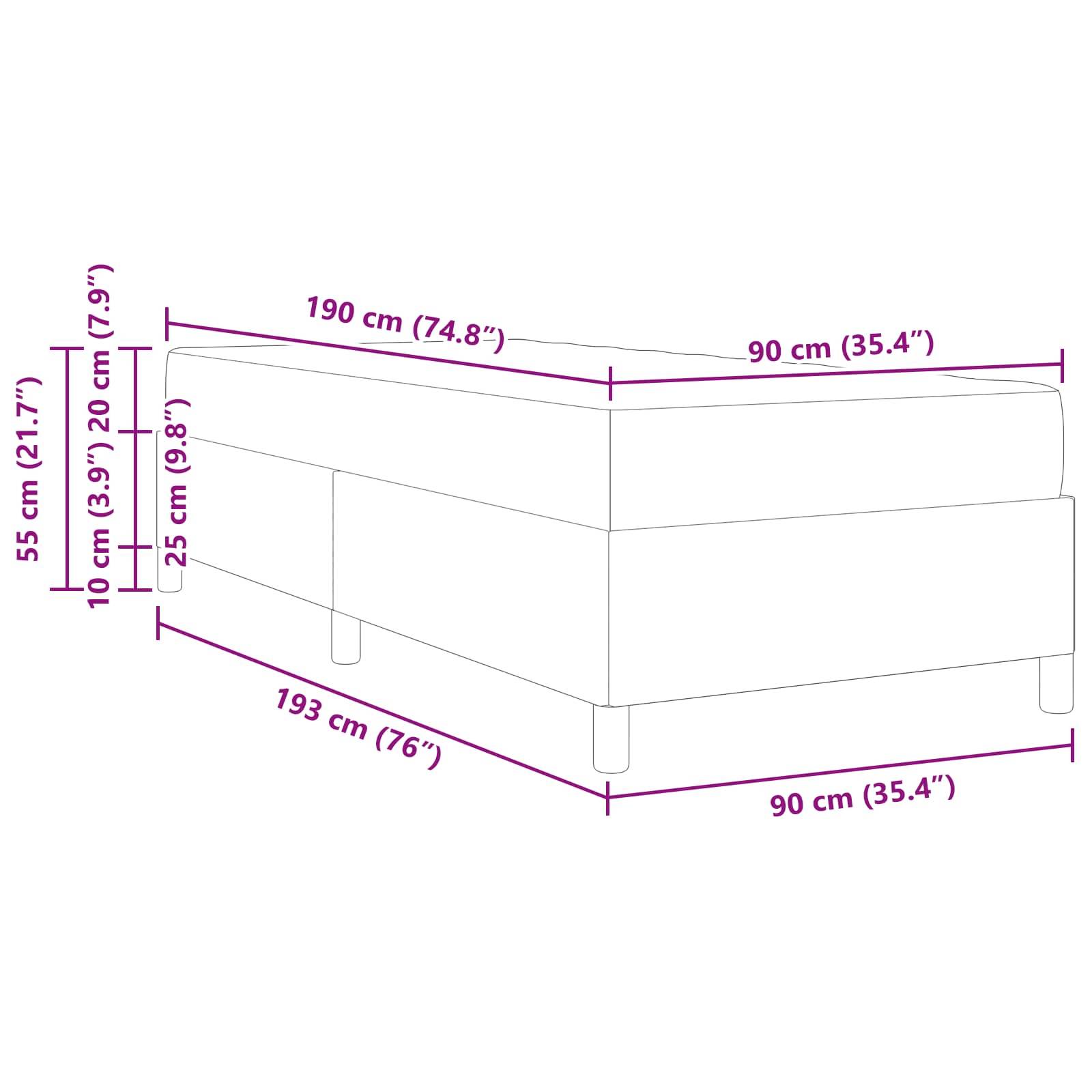 Abmessungen eines Sofas: 193 cm (76