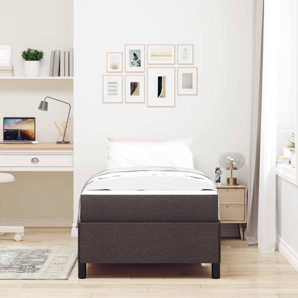 vidaXL Boxspringbett mit Matratze Dunkelbraun 90 x 190 cm Stoff