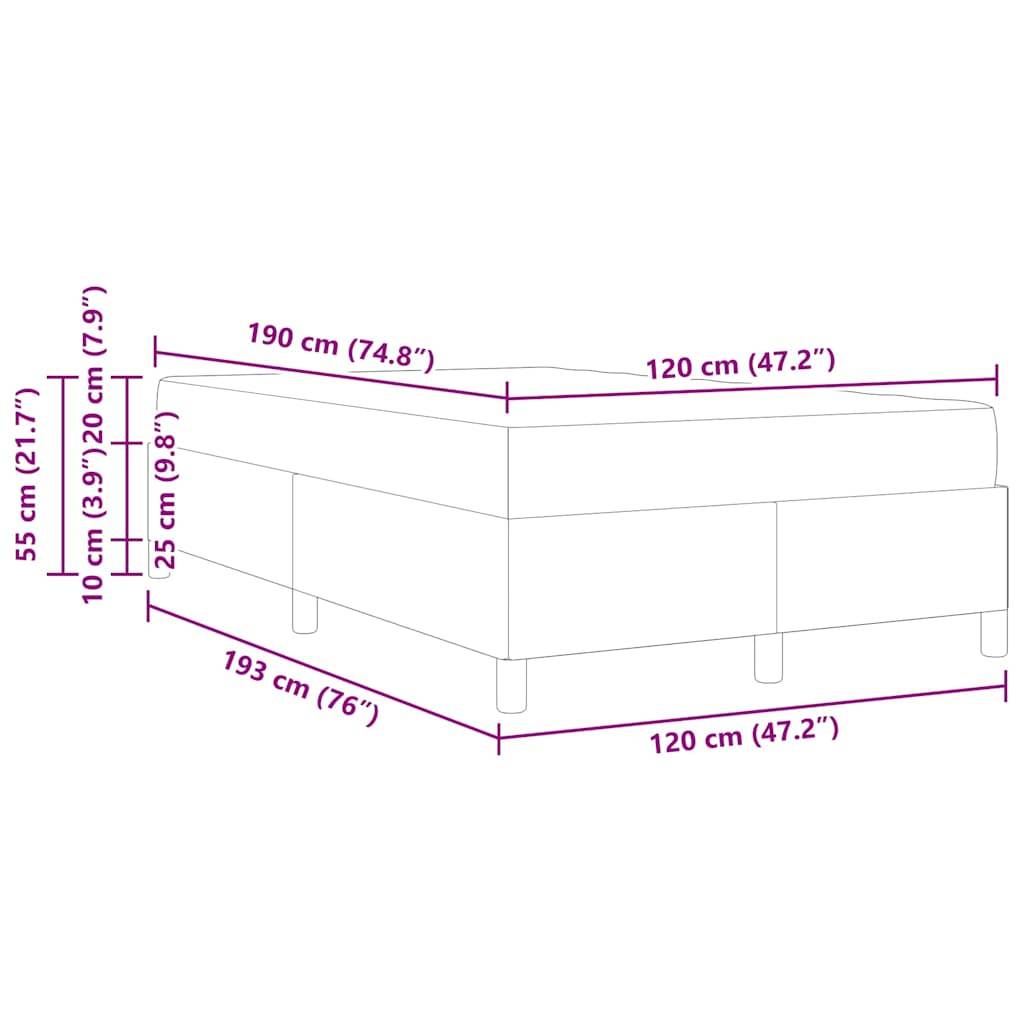 vidaXL Bettrahmen mit Matratze Taupe 120 x 190 cm Stoff