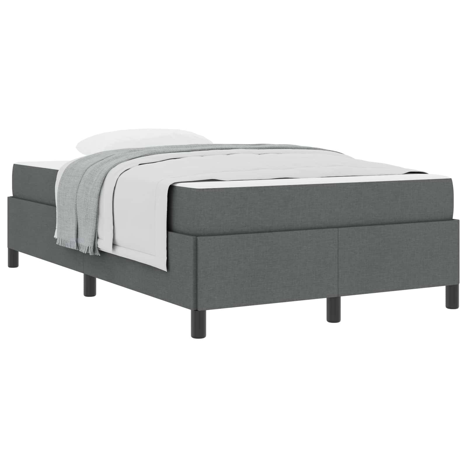 vidaXL Boxspringbett Dunkelgrau 120 x 190 cm Stoff