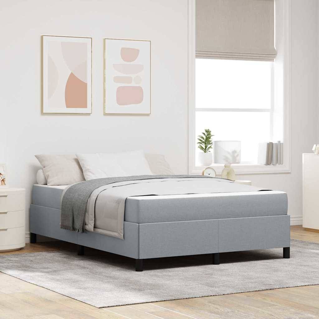 vidaXL Boxspringbett mit Matratze Hellgrau 140 x 190 cm Stoff