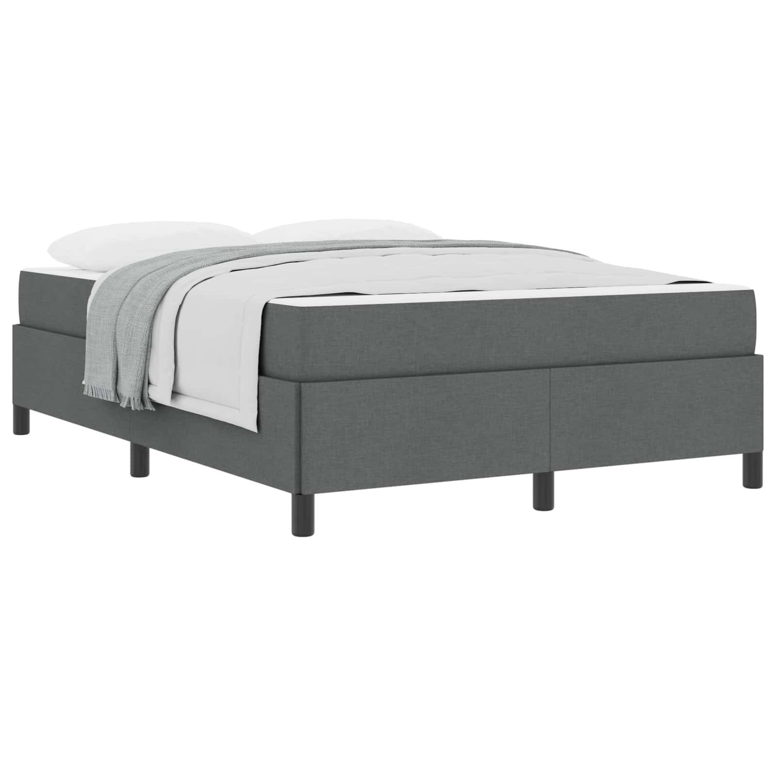 vidaXL Boxspringbett mit Matratze Dunkelgrau 140 x 190 cm Stoff