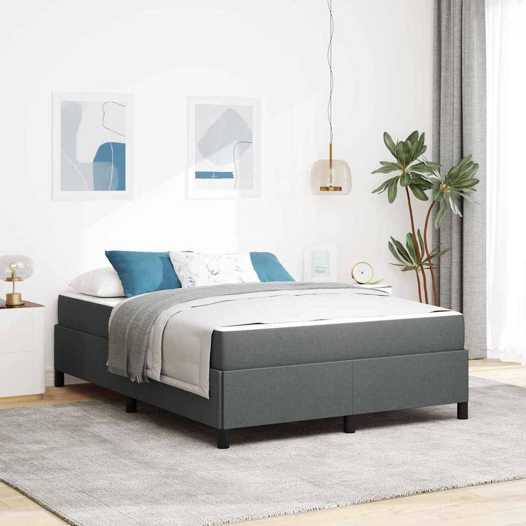 vidaXL Boxspringbett mit Matratze Dunkelgrau 140 x 190 cm Stoff