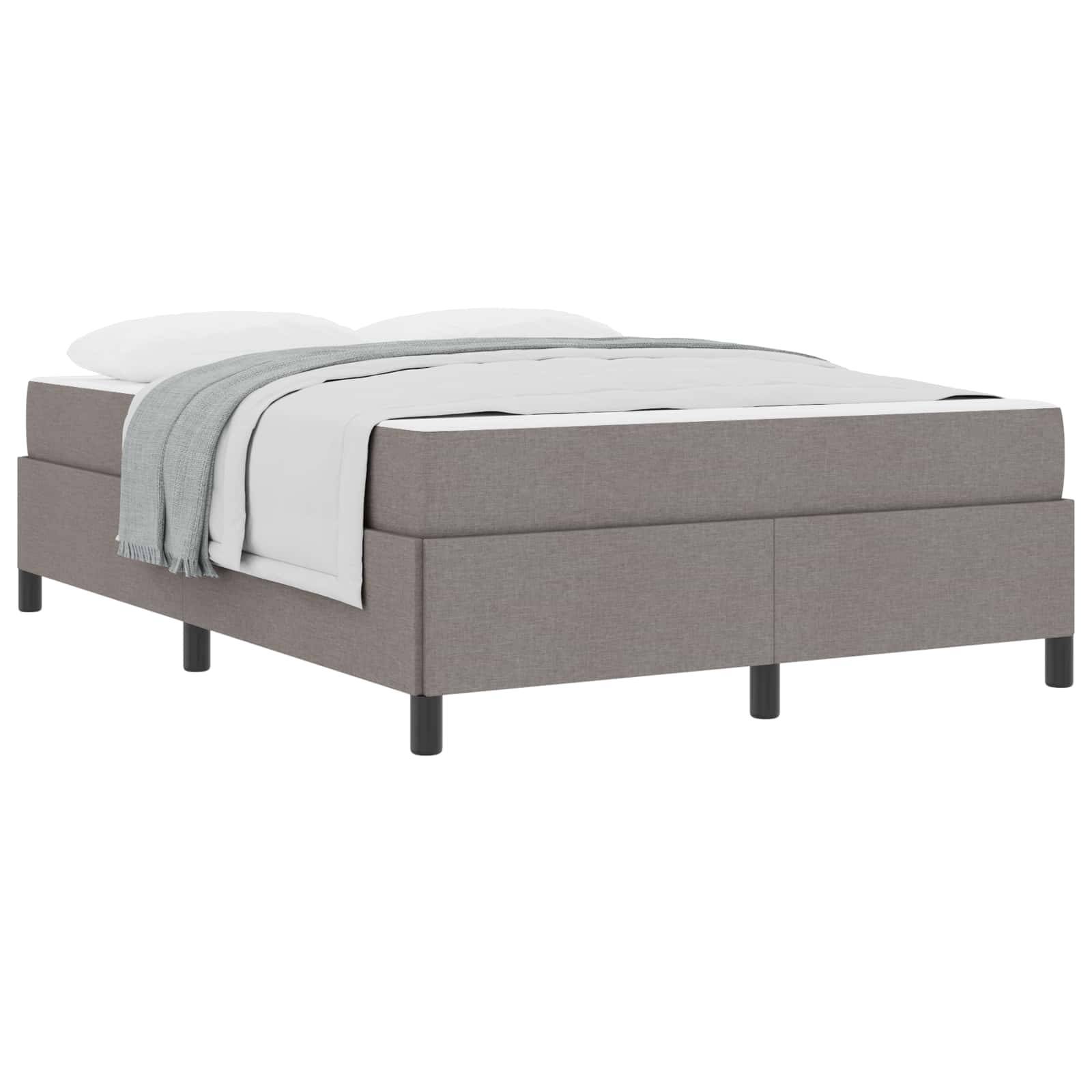 vidaXL Boxspringbett mit Matratze Taupe 140 x 190 cm Stoff