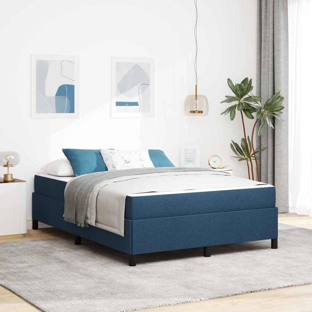 vidaXL Boxspringbett mit Matratze Blau 140 x 190 cm Stoff