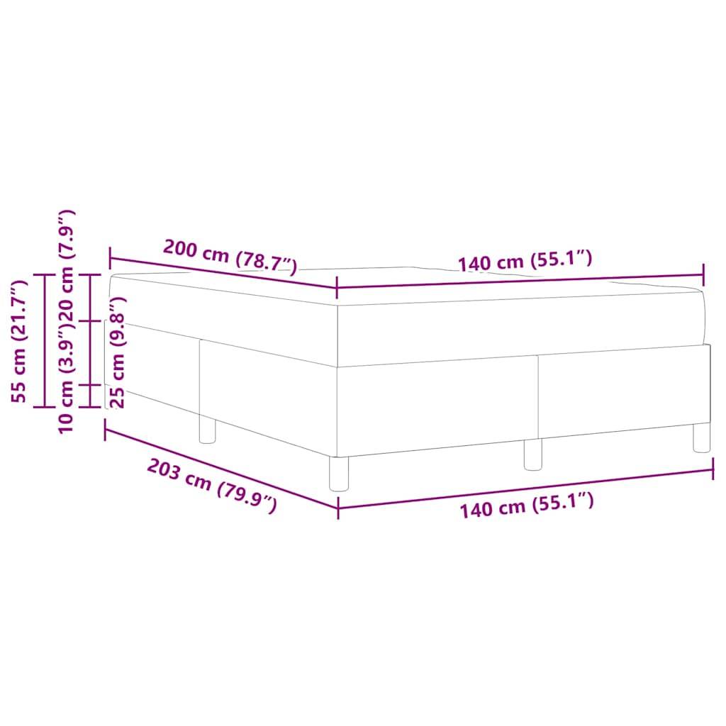 vidaXL Boxspringbett Creme 140 x 200 cm Stoff