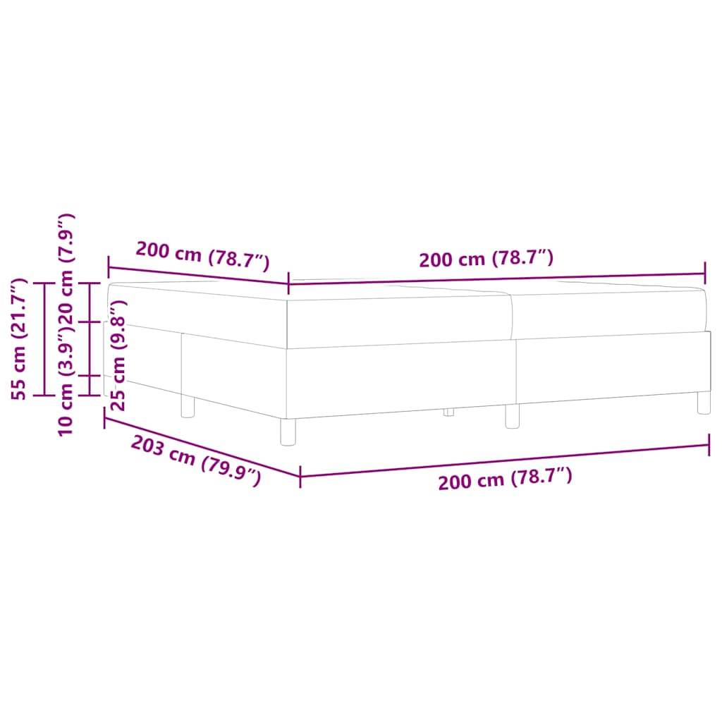 vidaXL Bettrahmen mit Matratze Hellgrau 200 x 200 cm Stoff