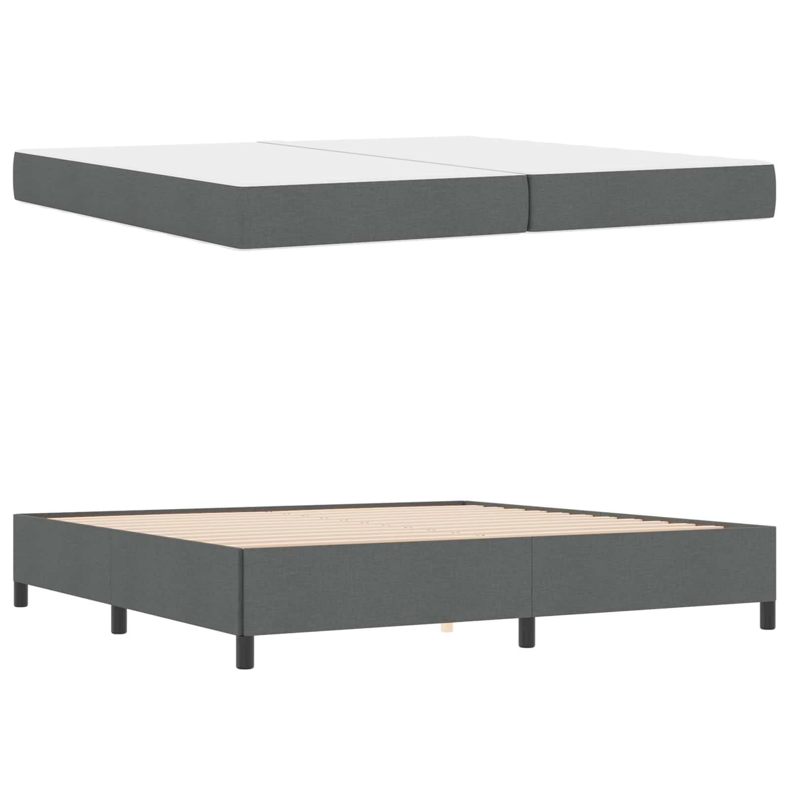 vidaXL Boxspringbett mit Matratze Dunkelgrau 200 x 200 cm Stoff
