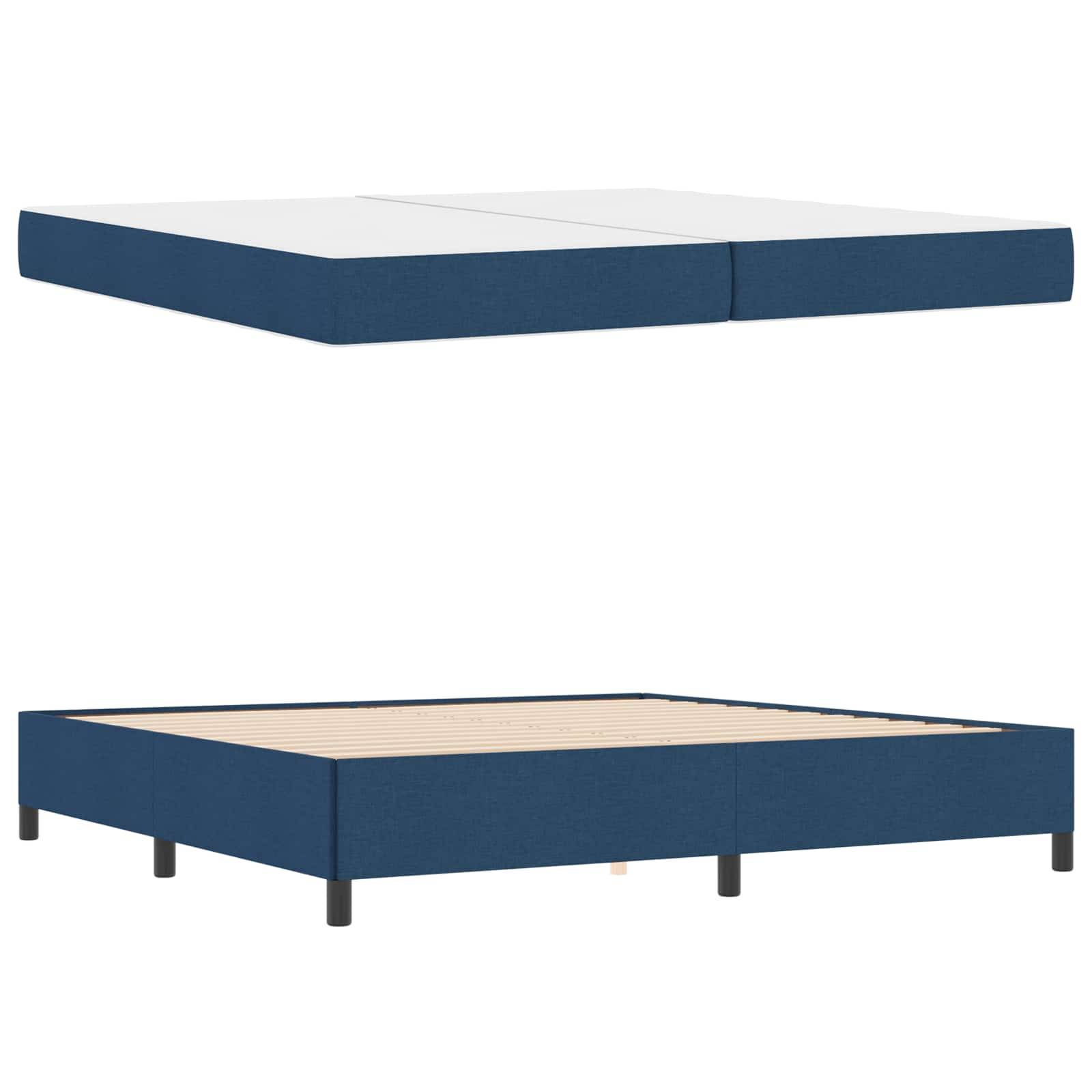 vidaXL Boxspringbett mit Matratze Blau 200 x 200 cm Stoff