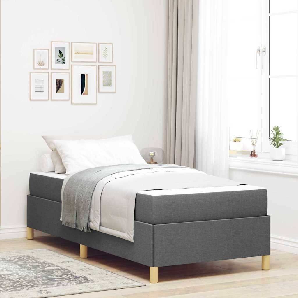 vidaXL Bettrahmen mit Matratze Dunkelgrau 100 x 200 cm Stoff