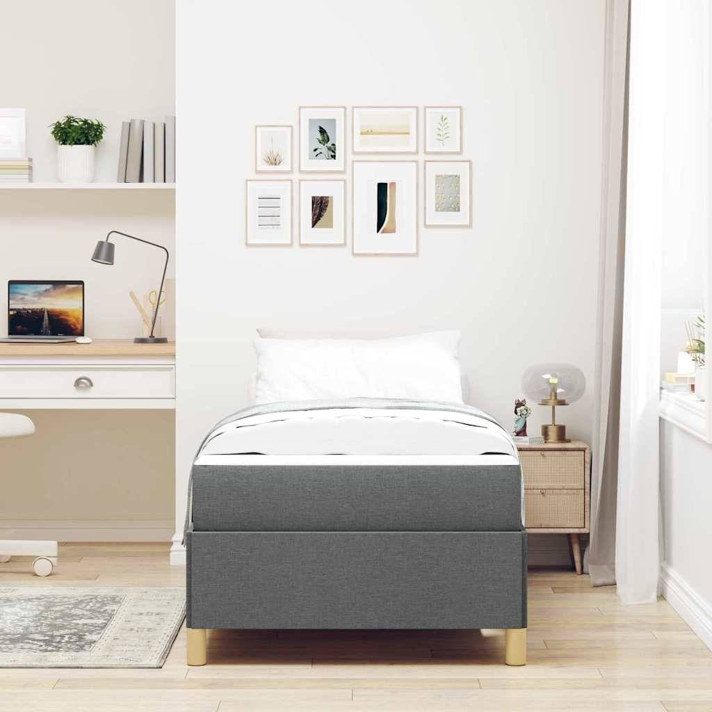 vidaXL Bettrahmen mit Matratze Dunkelgrau 100 x 200 cm Stoff