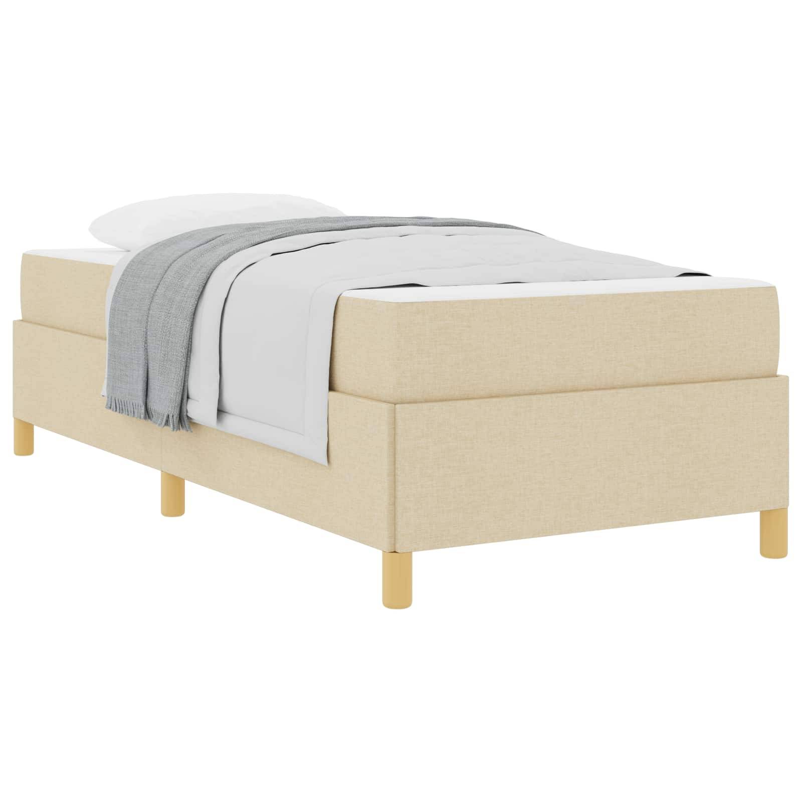vidaXL Bettrahmen mit Matratze Creme 100 x 200 cm Stoff
