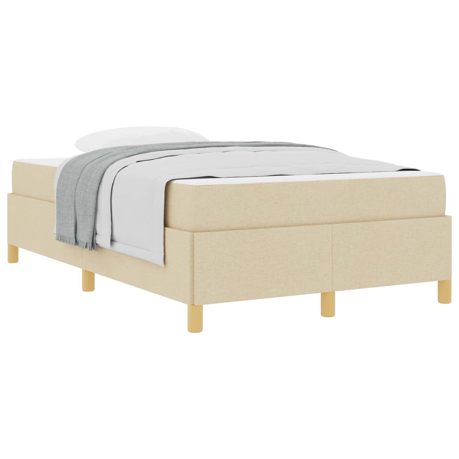 vidaXL Bettrahmen mit Matratze Creme 120 x 190 cm Stoff