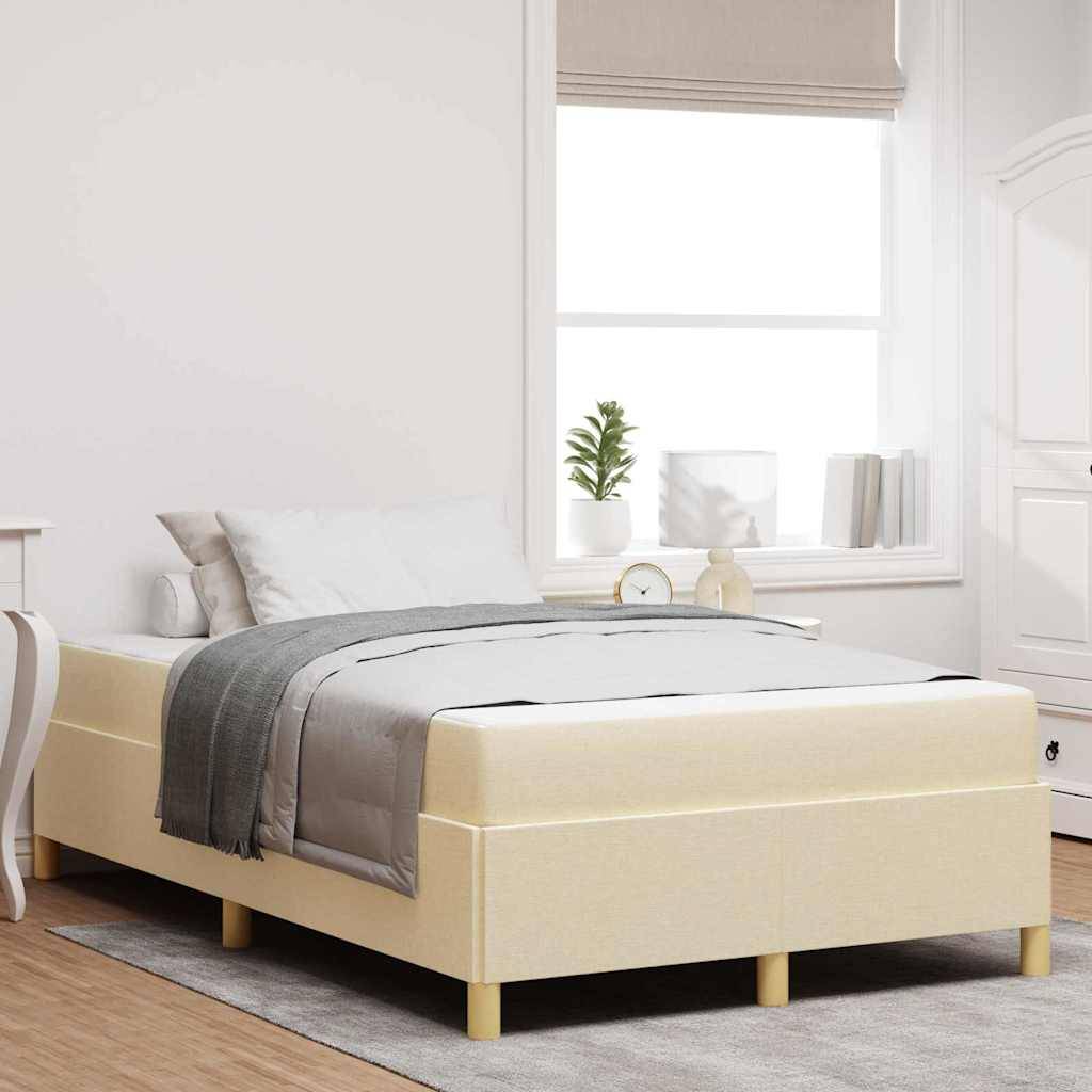 vidaXL Bettrahmen mit Matratze Creme 120 x 190 cm Stoff