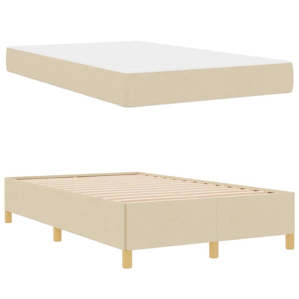 vidaXL Bettrahmen mit Matratze Creme 120 x 190 cm Stoff
