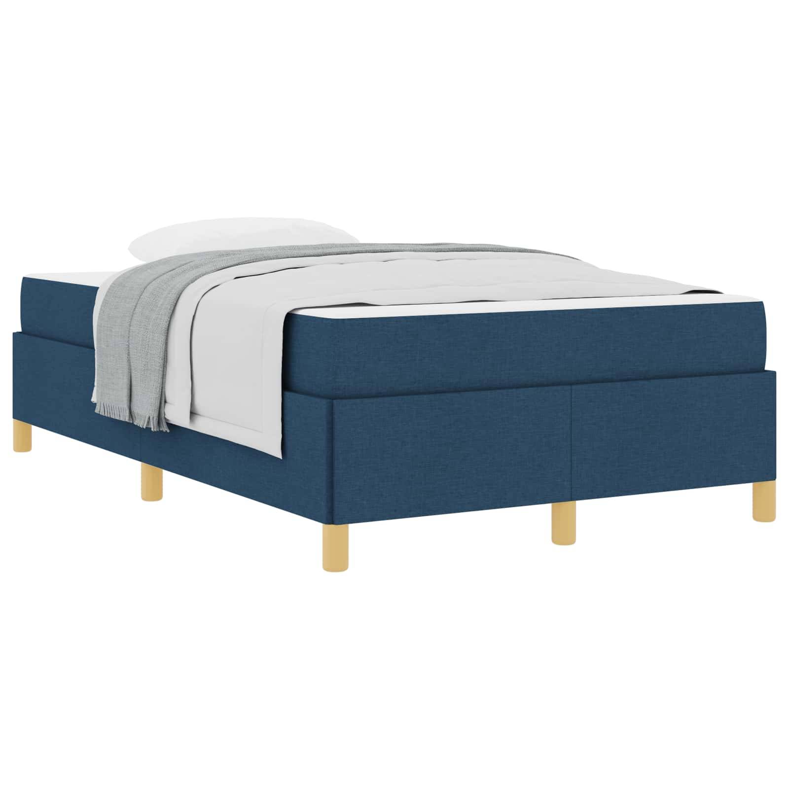 vidaXL Bettrahmen mit Matratze Blau 120 x 190 cm Stoff