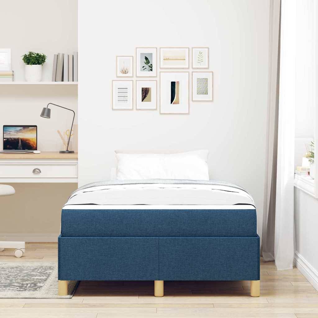 vidaXL Bettrahmen mit Matratze Blau 120 x 190 cm Stoff