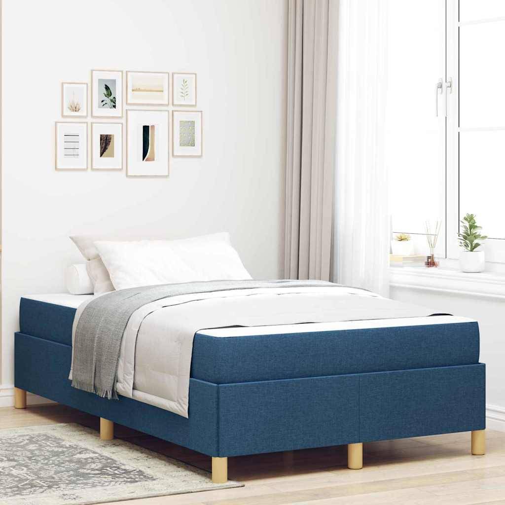 vidaXL Bettrahmen mit Matratze Blau 120 x 190 cm Stoff