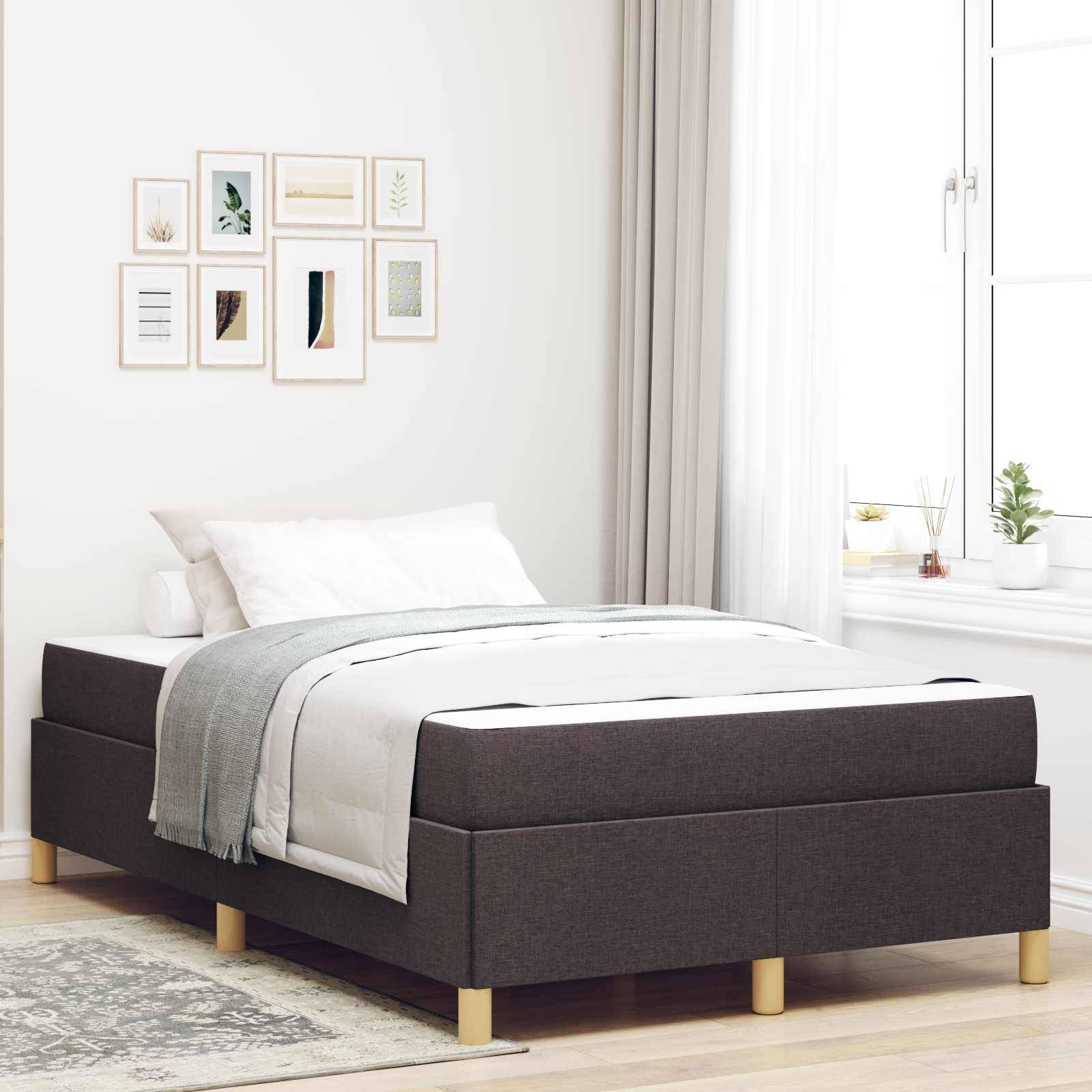 vidaXL Bettrahmen mit Matratze Dunkelbraun 120 x 200 cm Stoff