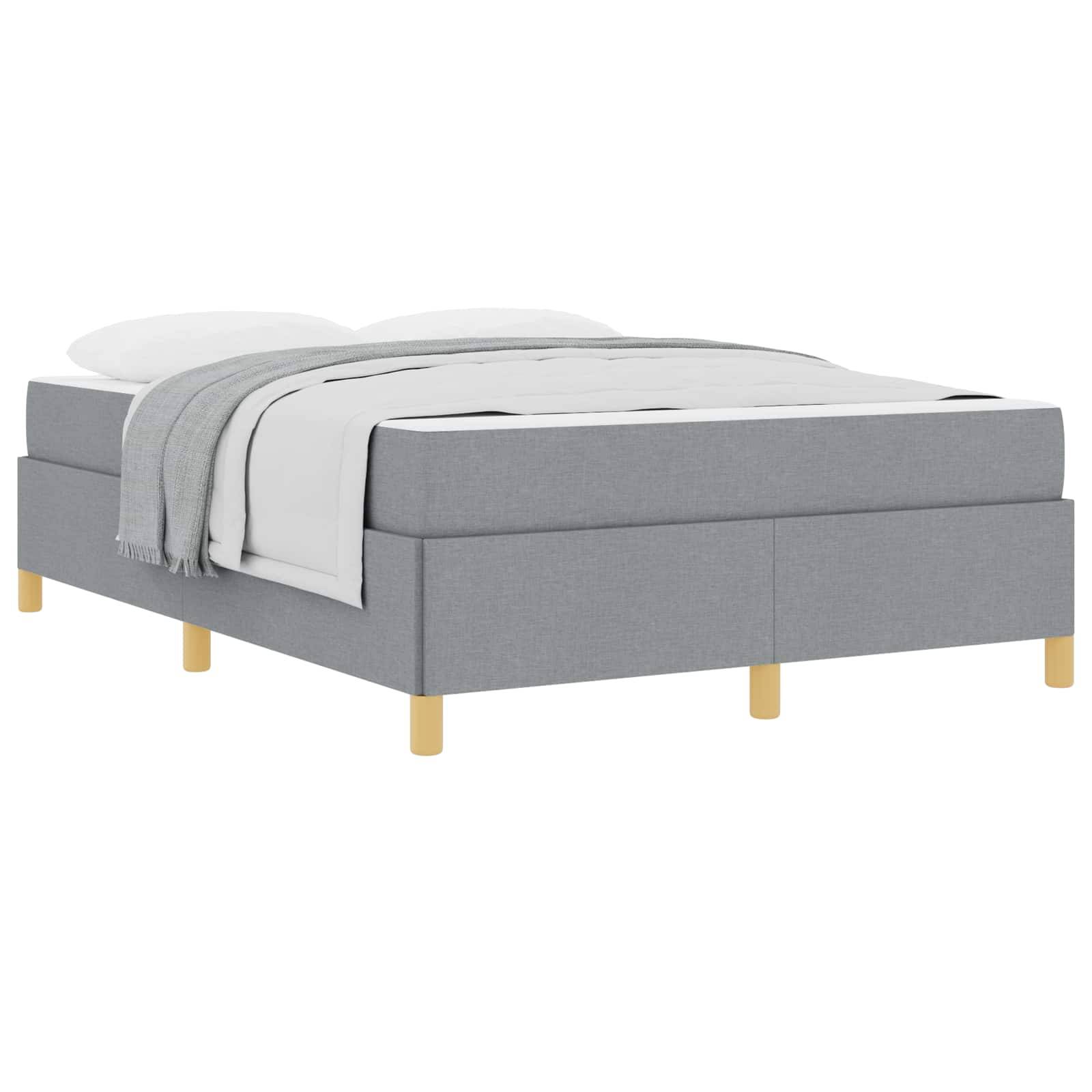 vidaXL Bettrahmen mit Matratze Hellgrau 140 x 190 cm Stoff