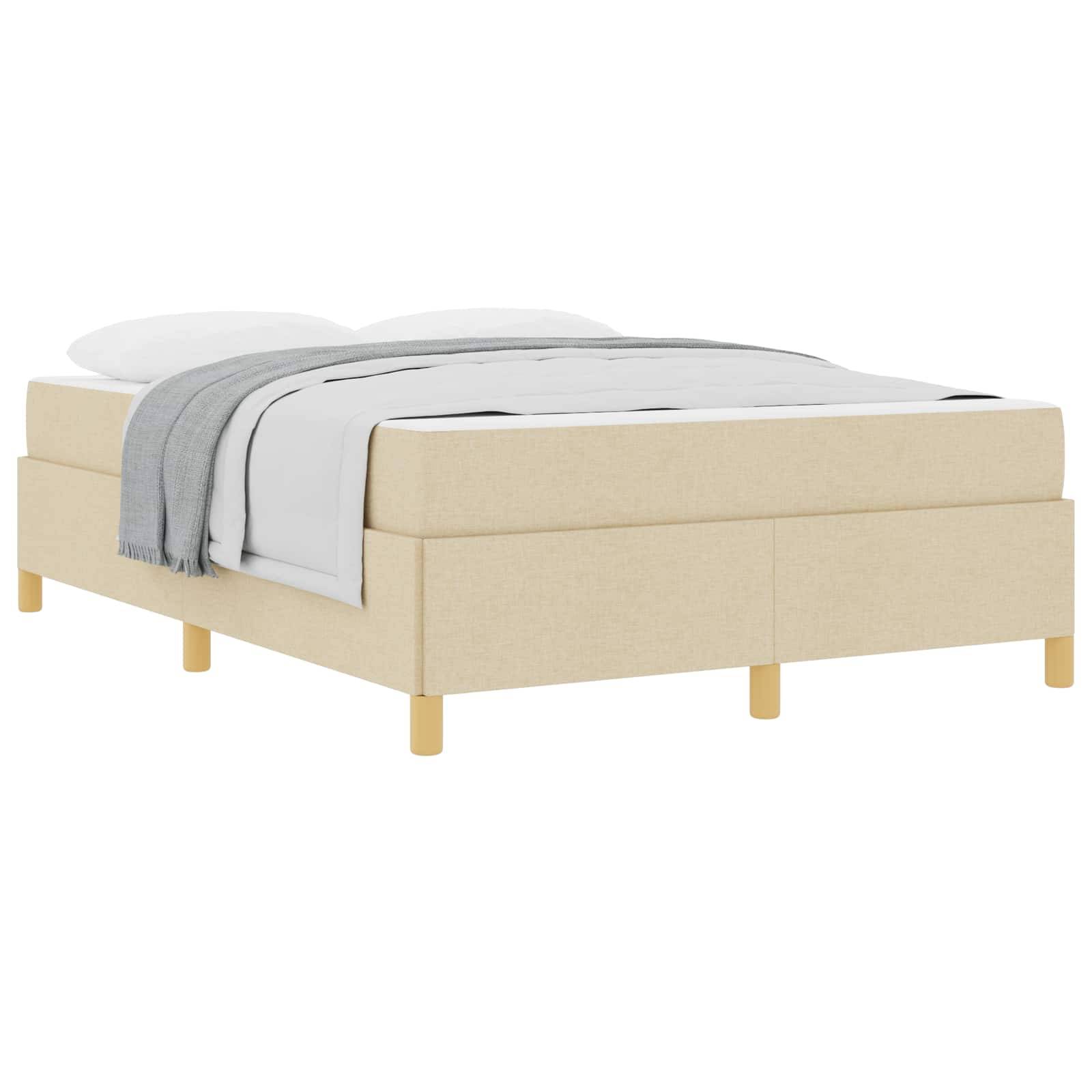vidaXL Bettrahmen mit Matratze Creme 160 x 200 cm Stoff