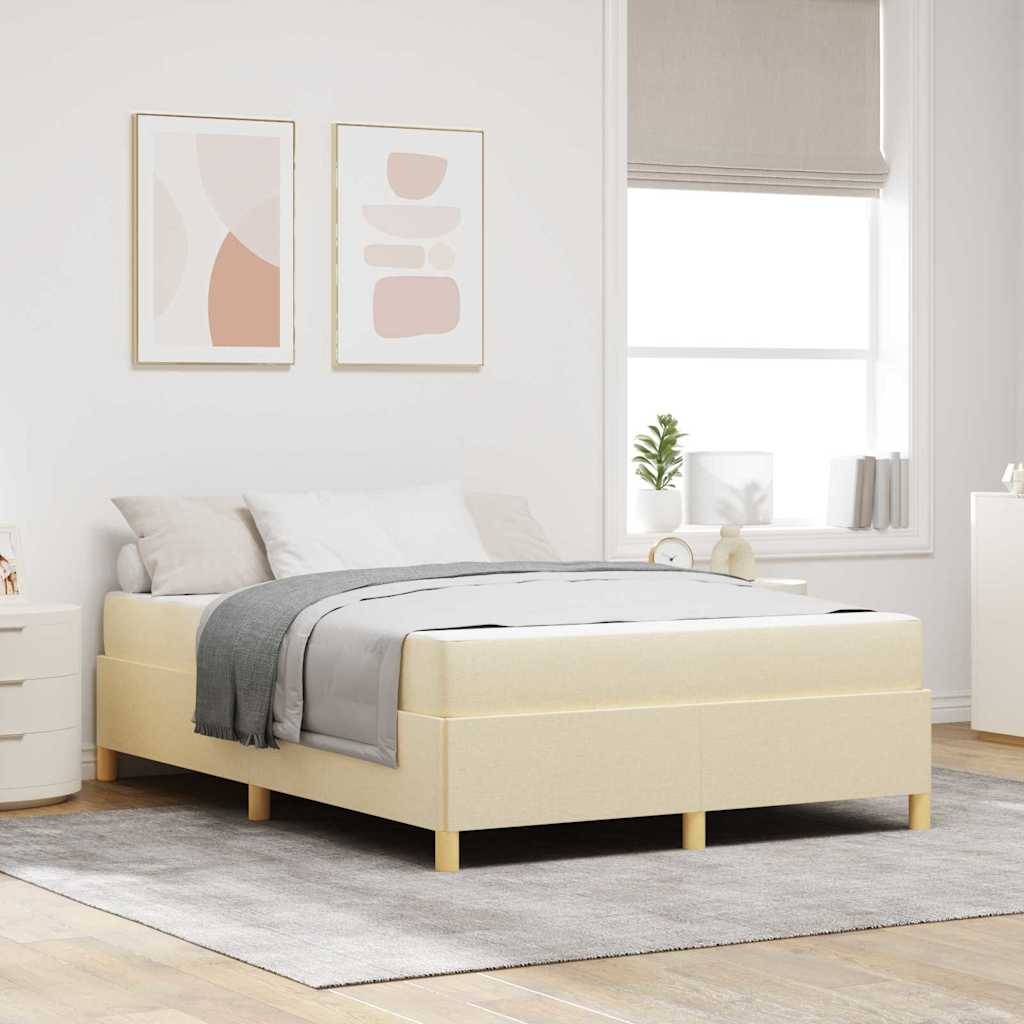 vidaXL Bettrahmen mit Matratze Creme 160 x 200 cm Stoff