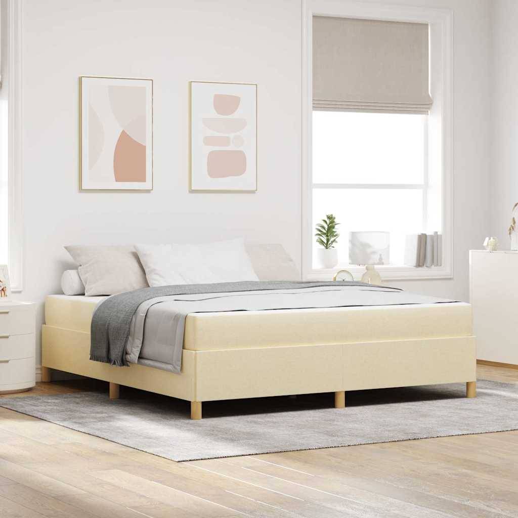 vidaXL Bettrahmen mit Matratze Creme 180 x 200 cm Stoff