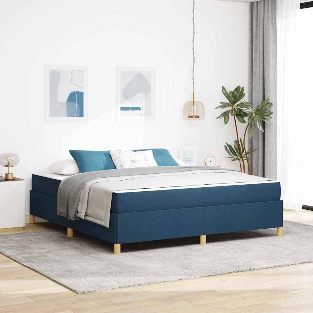 vidaXL Bettrahmen mit Matratze Blau 180 x 200 cm Stoff