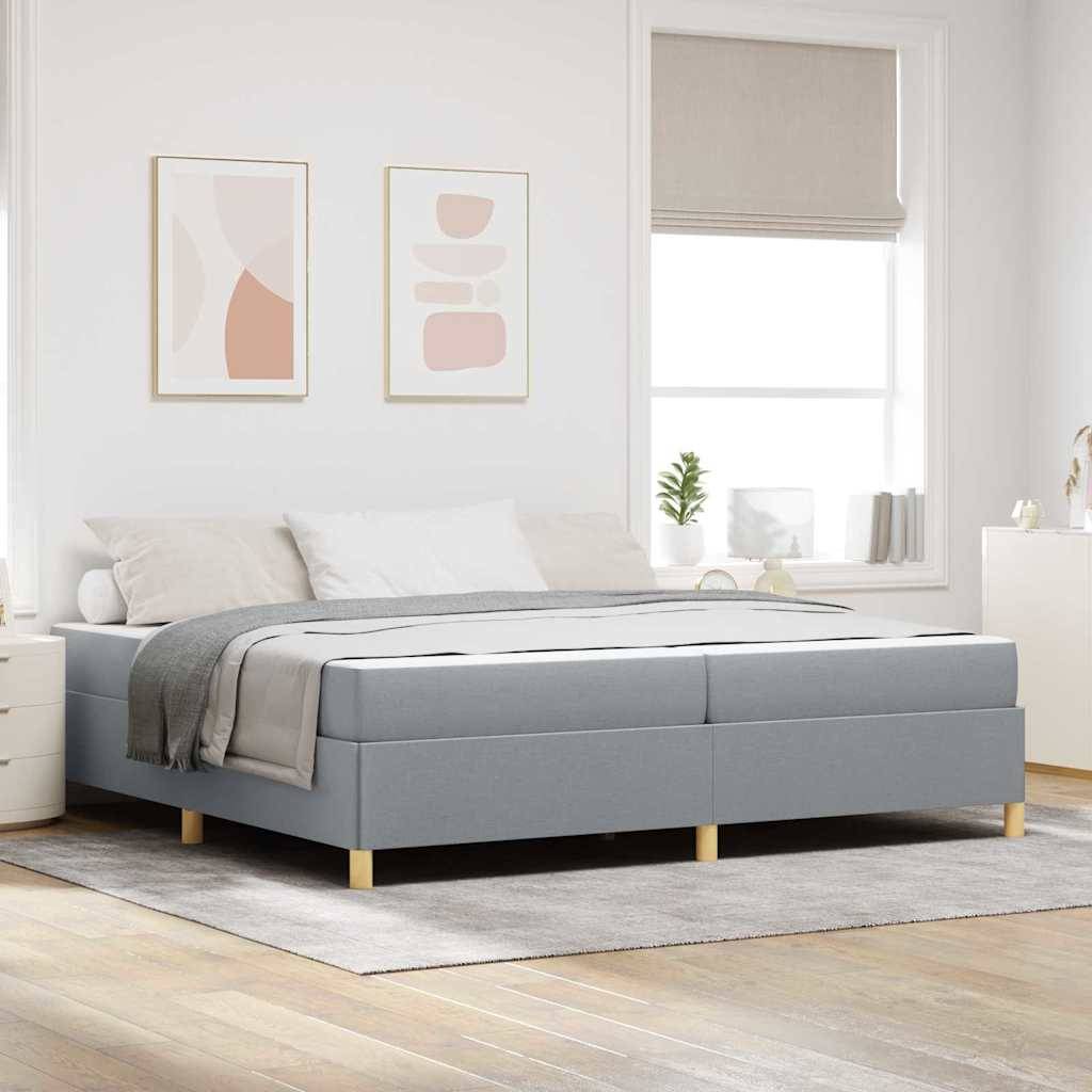 vidaXL Bettrahmen mit Matratze Hellgrau 200 x 200 cm Stoff