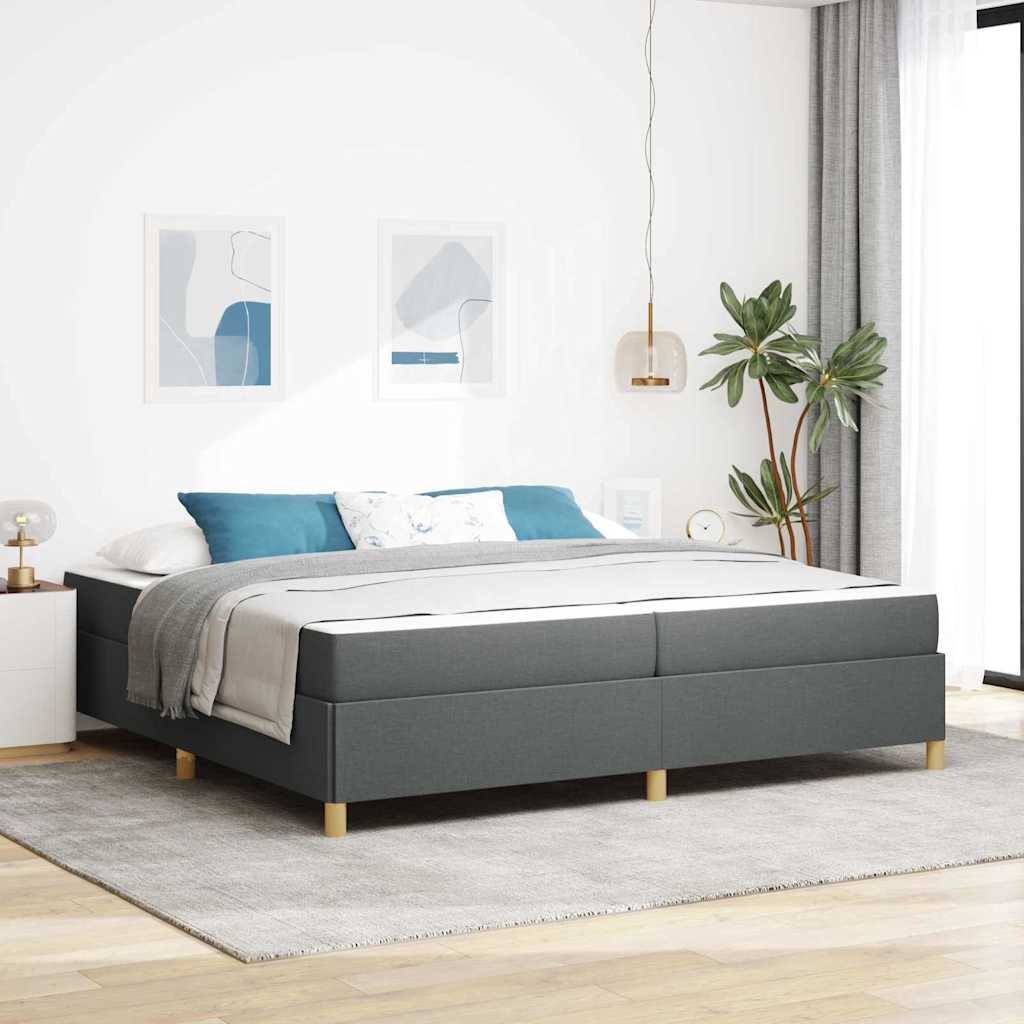 vidaXL Bettrahmen mit Matratze Dunkelgrau 200 x 200 cm Stoff
