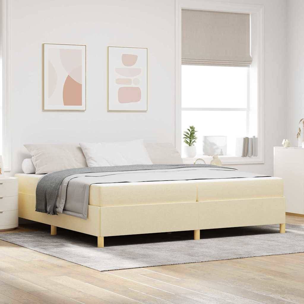vidaXL Bettrahmen mit Matratze Creme 200 x 200 cm Stoff