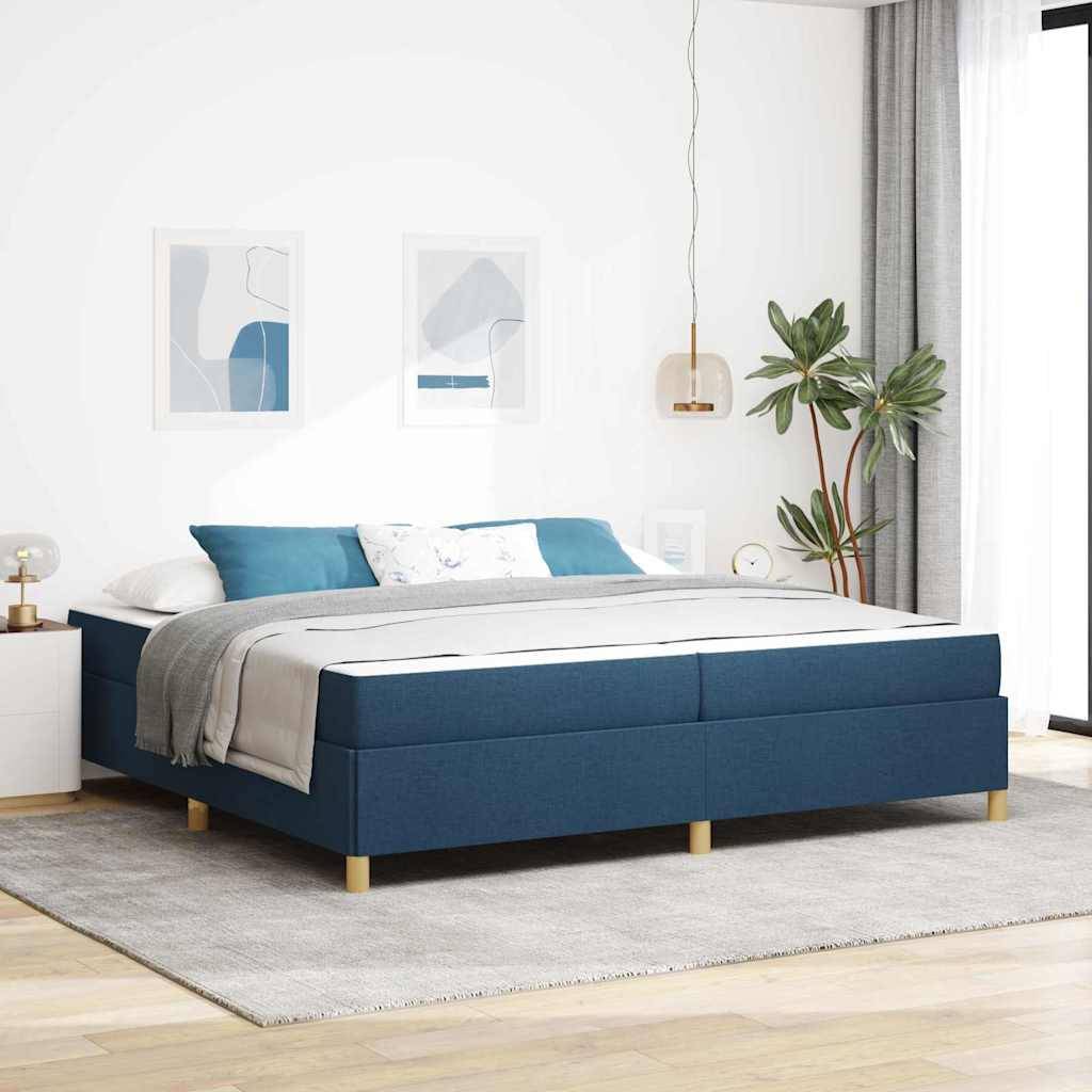 vidaXL Bettrahmen mit Matratze Blau 200 x 200 cm Stoff
