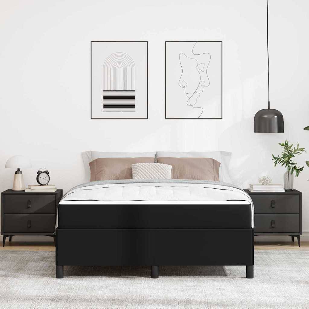 vidaXL Bettrahmen mit Matratze Schwarz 140 x 190 cm Stoff