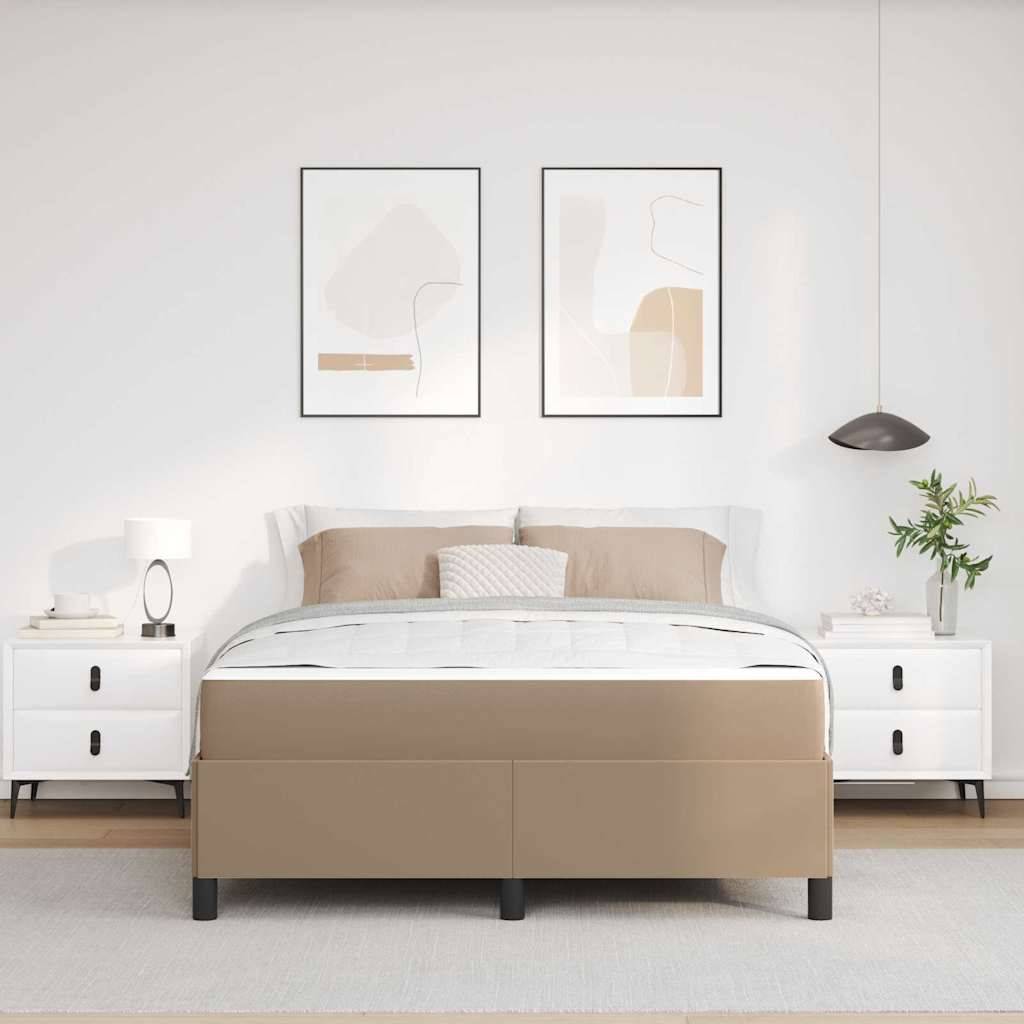 vidaXL Bettrahmen mit Matratze Cappuccino 140 x 190 cm Stoff