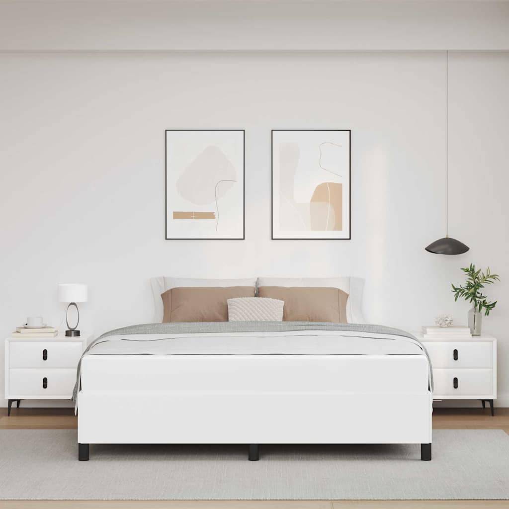 vidaXL Bettrahmen mit Matratze Weiß 180 x 200 cm Stoff