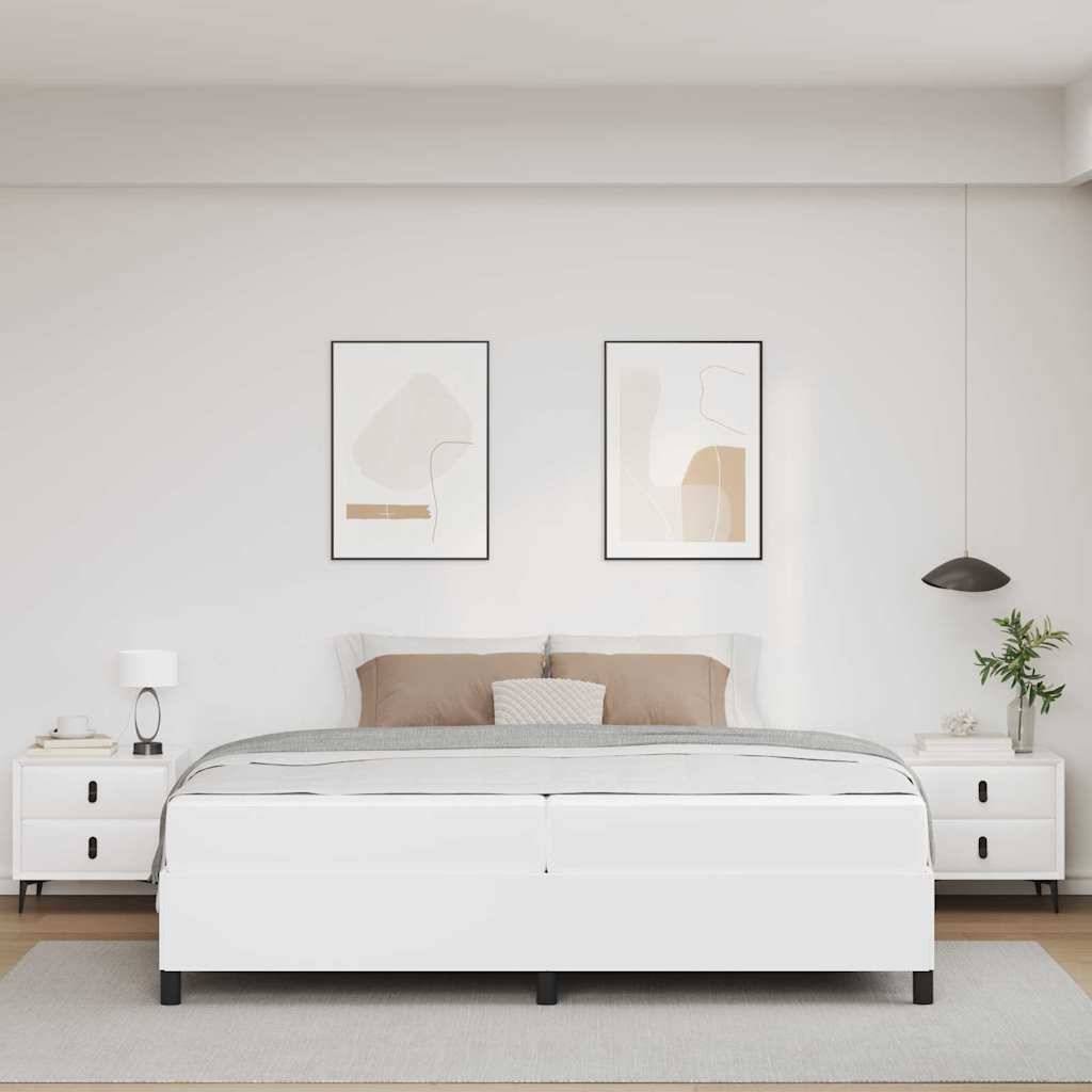 vidaXL Bettrahmen mit Matratze Weiß 200 x 200 cm Stoff
