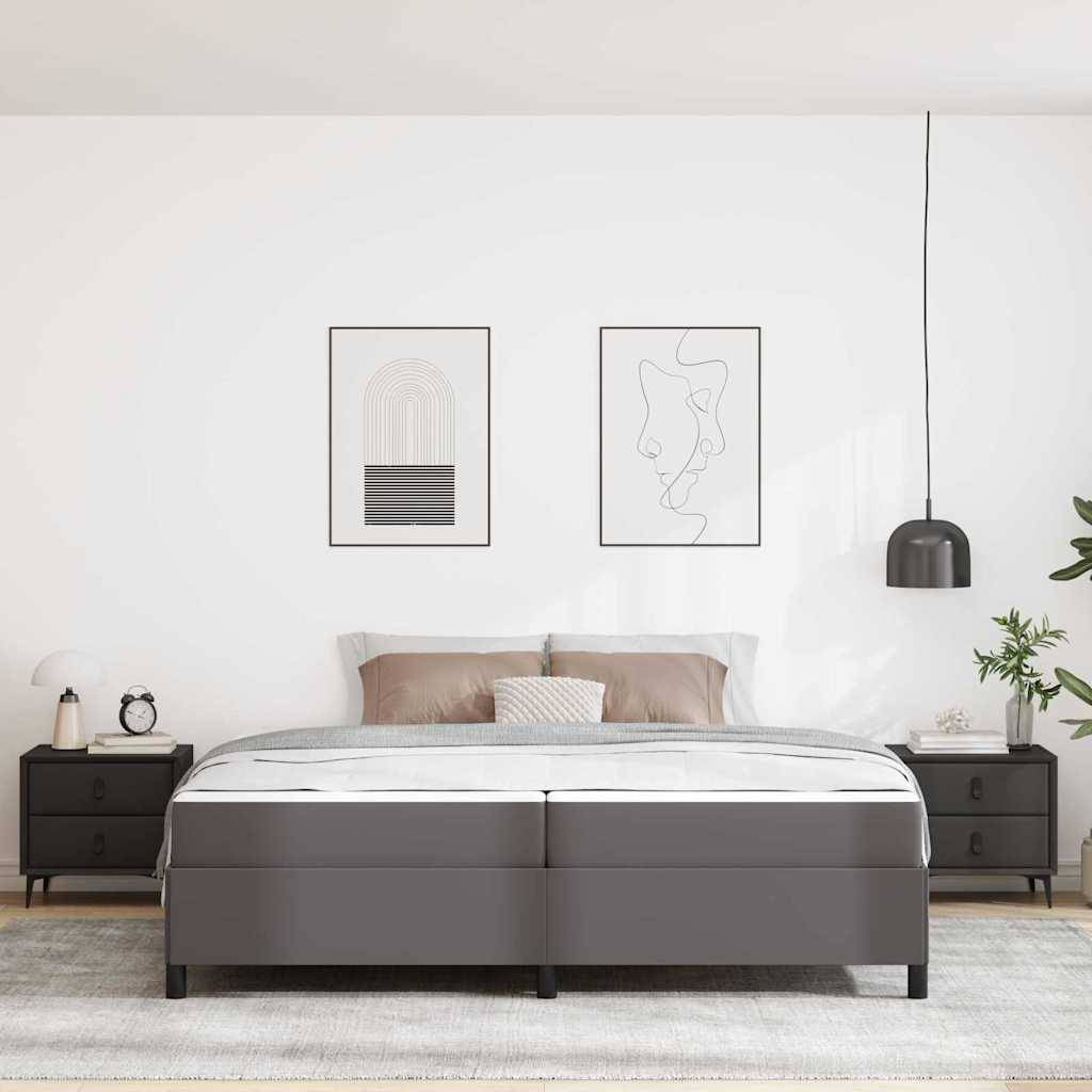vidaXL Bettrahmen mit Matratze Grau 200 x 200 cm Stoff