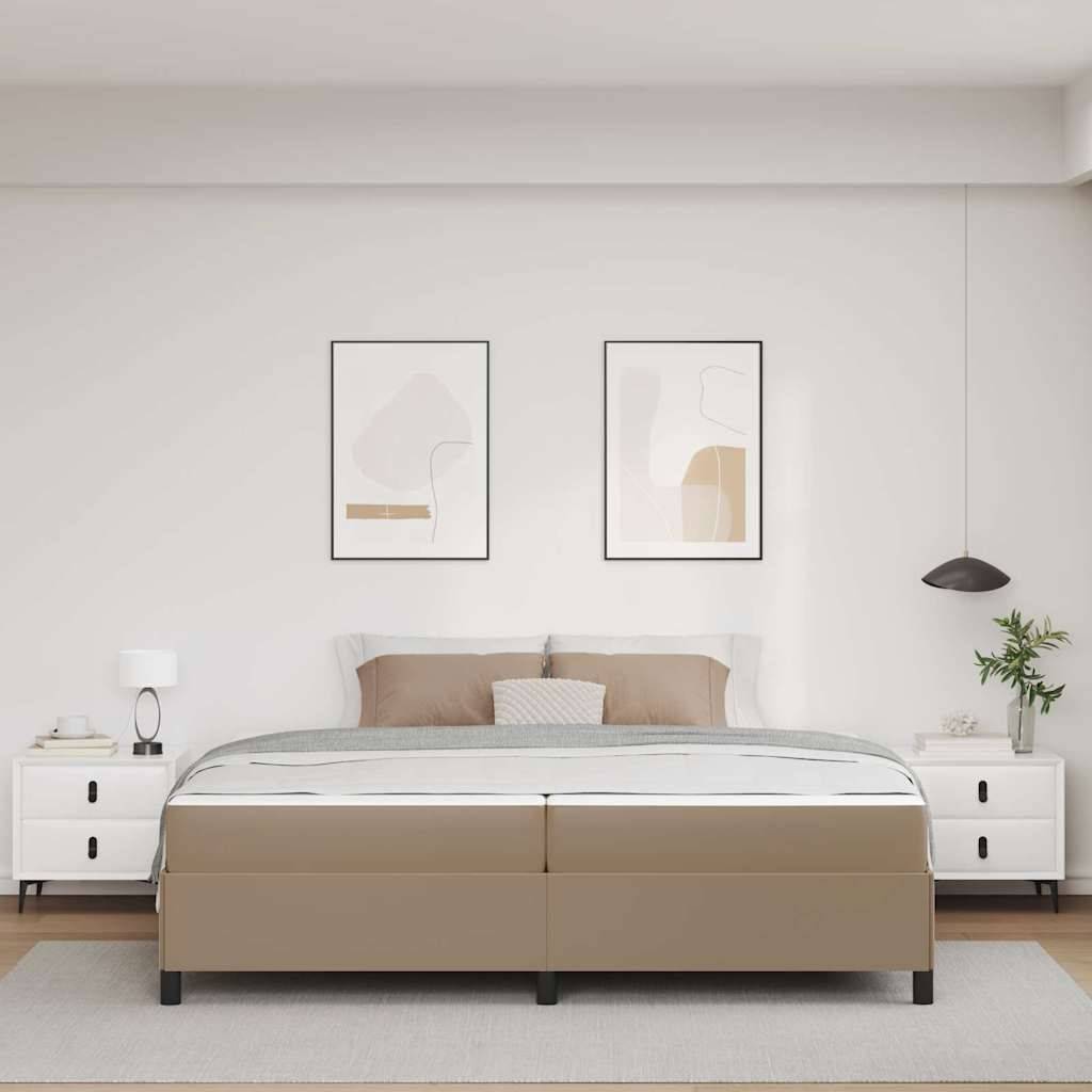 vidaXL Bettrahmen mit Matratze Cappuccino 200 x 200 cm Stoff