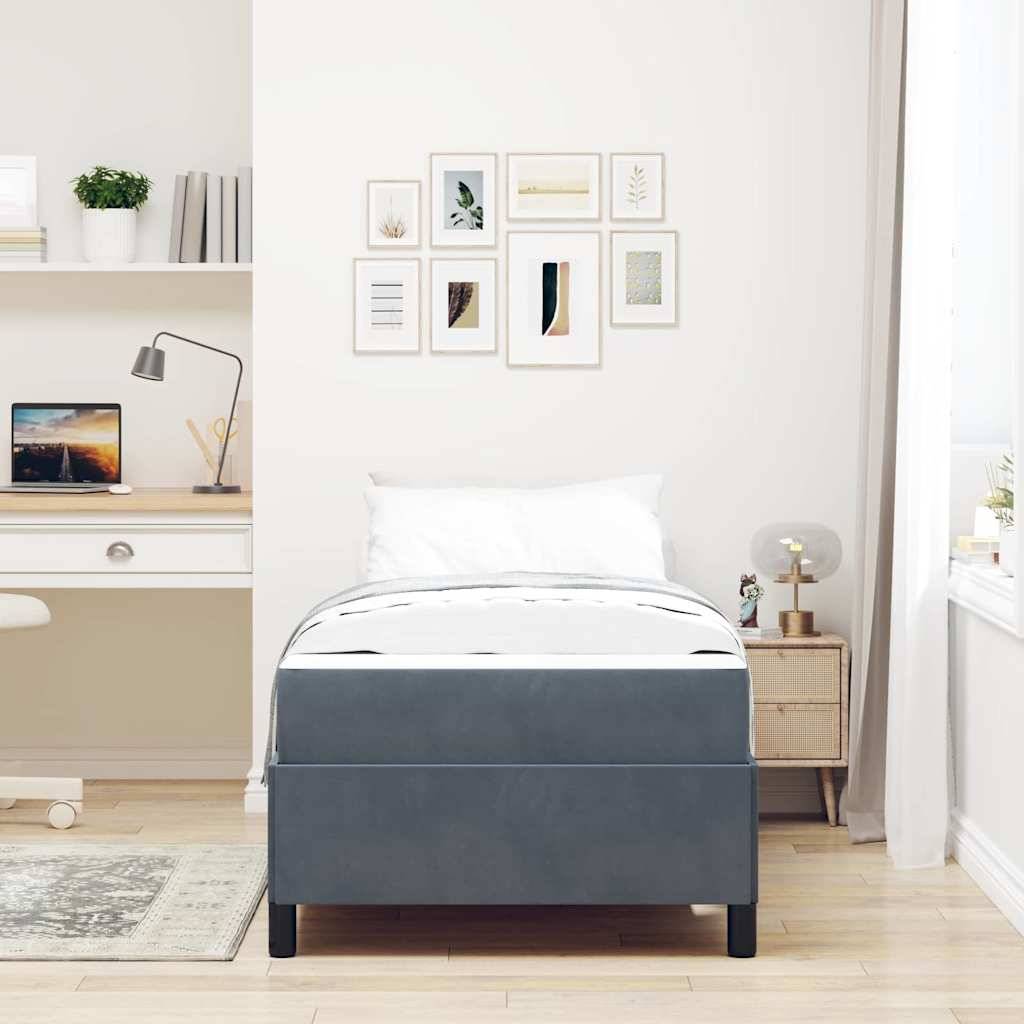 vidaXL Bettrahmen mit Matratze Dunkelgrau 80 x 200 cm Stoff