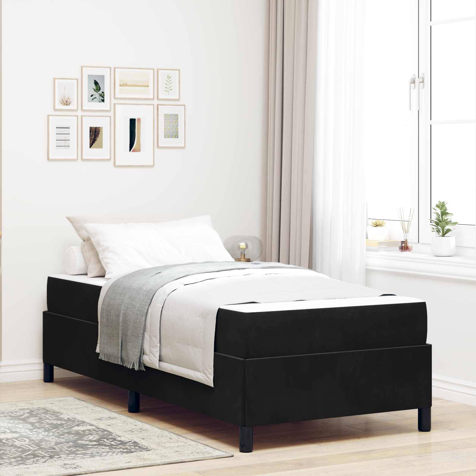 vidaXL Bettrahmen mit Matratze Schwarz 80 x 200 cm Stoff