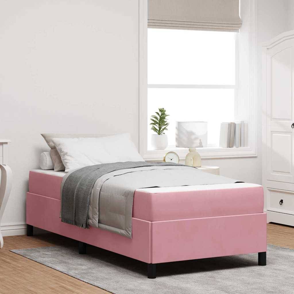 vidaXL Bettrahmen mit Matratze Rosa 80 x 200 cm Stoff