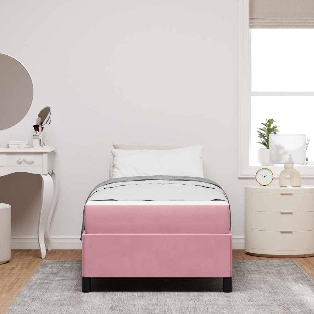 vidaXL Bettrahmen mit Matratze Rosa 90 x 200 cm Stoff