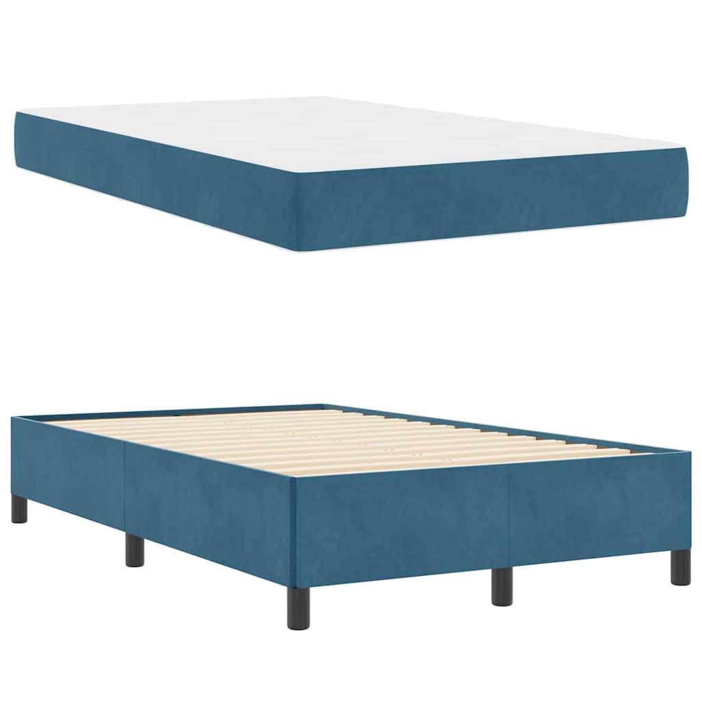 vidaXL Bettrahmen mit Matratze Dunkelblau 120 x 190 cm Stoff