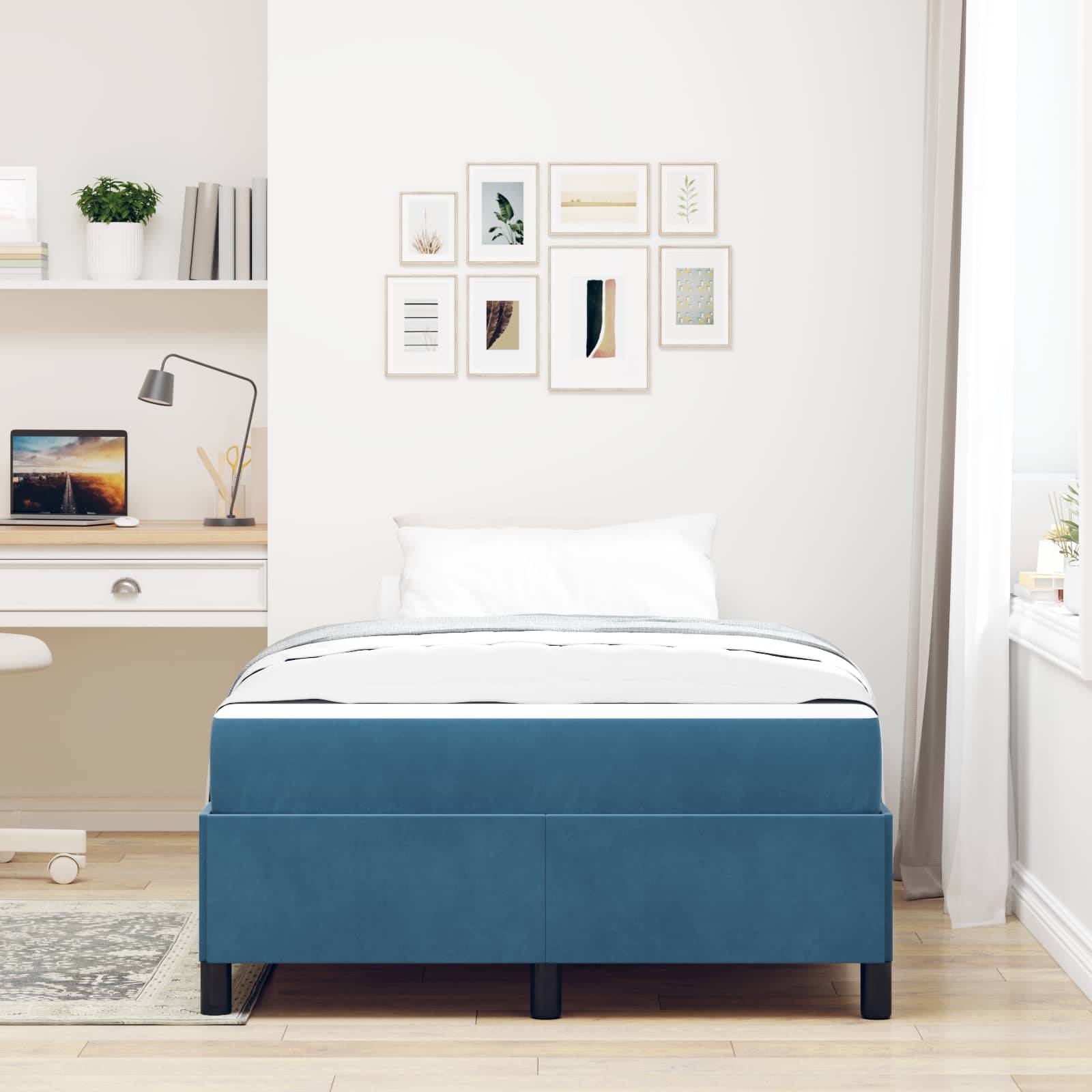 vidaXL Bettrahmen mit Matratze Dunkelblau 120 x 200 cm Stoff