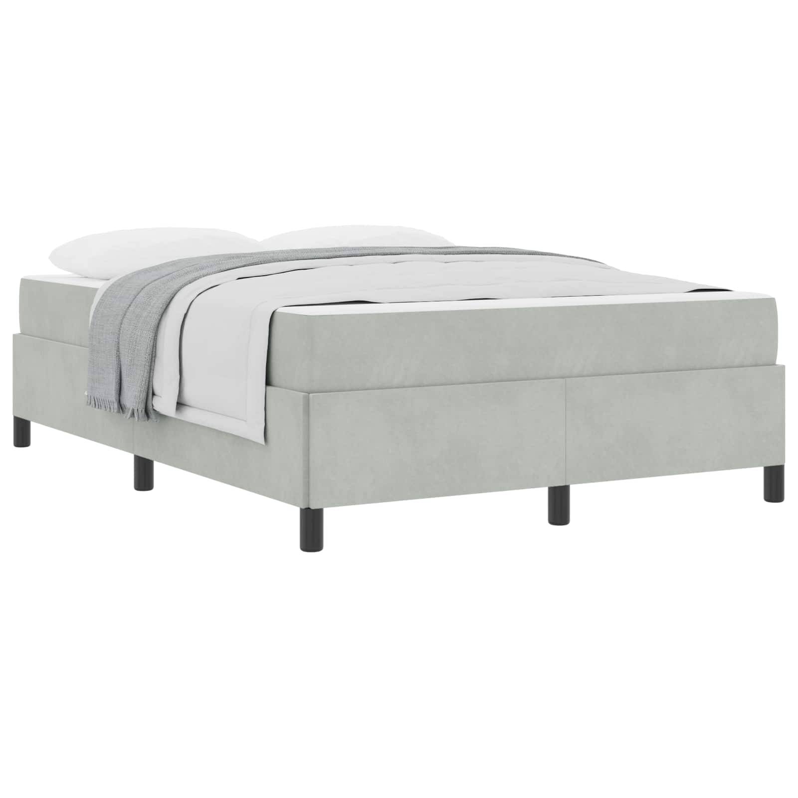 vidaXL Bettrahmen mit Matratze Hellgrau 140 x 190 cm Stoff