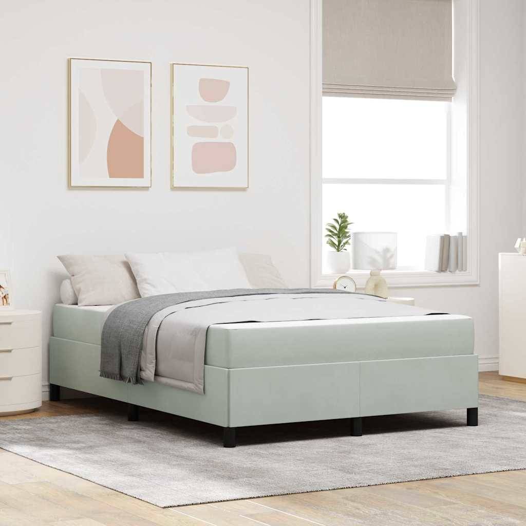 vidaXL Bettrahmen mit Matratze Hellgrau 140 x 190 cm Stoff