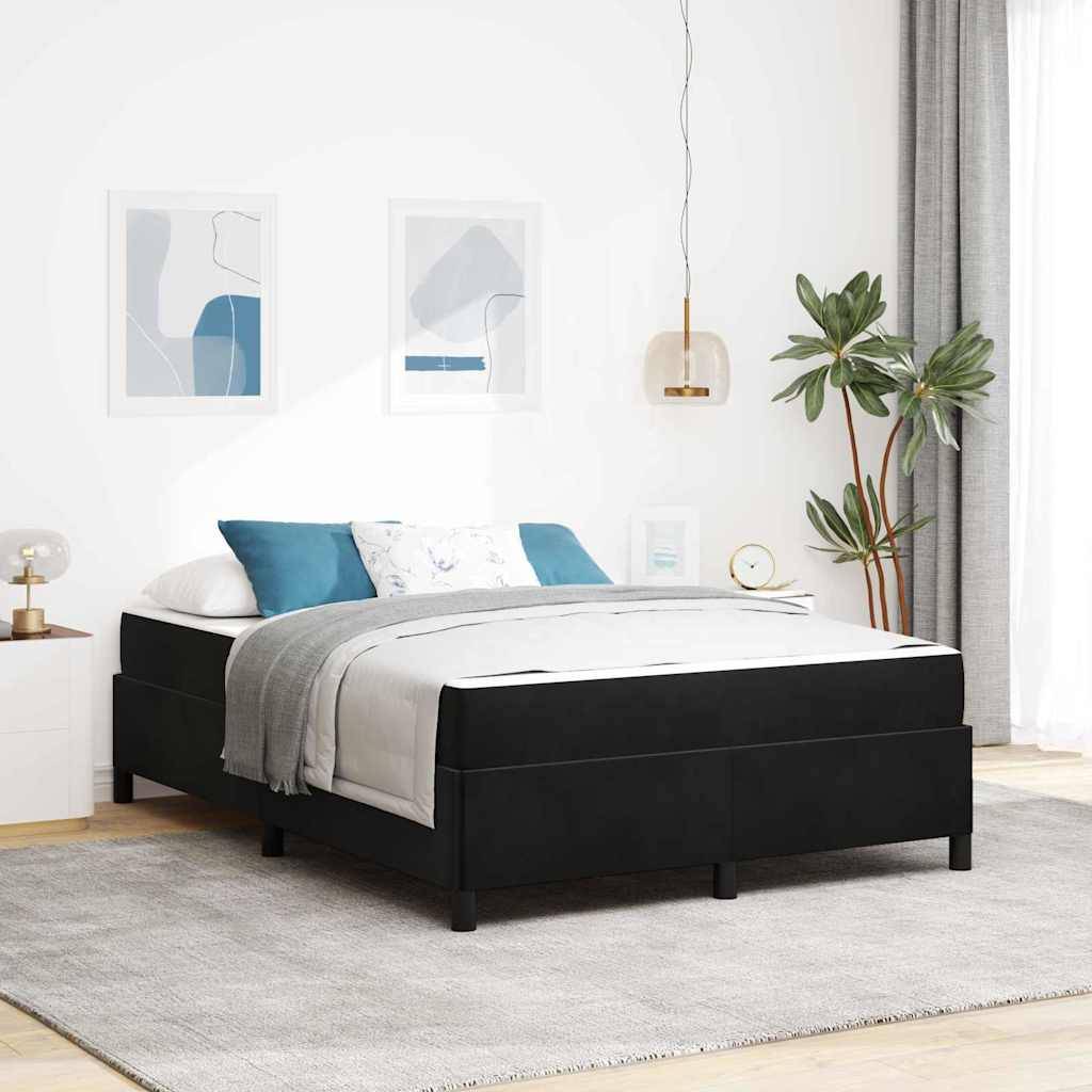 vidaXL Bettrahmen mit Matratze Schwarz 140 x 190 cm Stoff