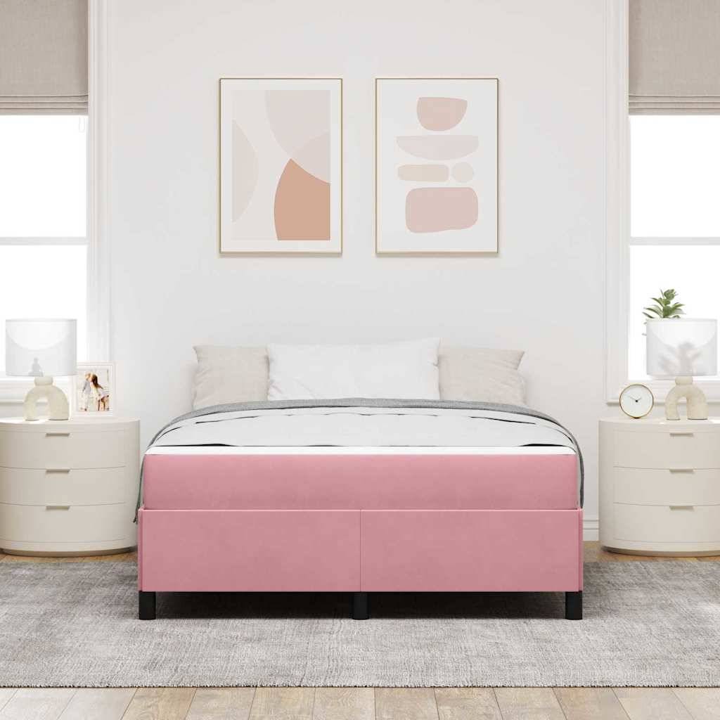 vidaXL Bettrahmen mit Matratze Rosa 140 x 190 cm Stoff