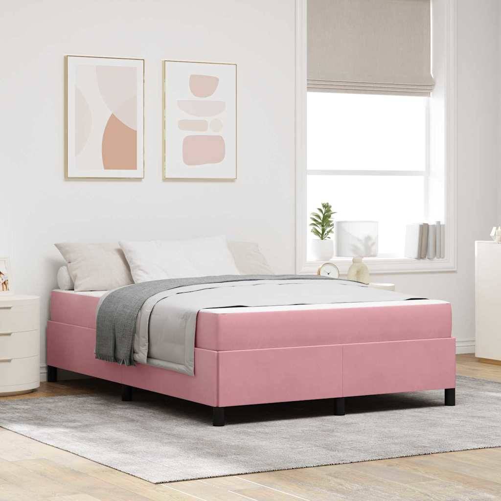 vidaXL Bettrahmen mit Matratze Rosa 140 x 190 cm Stoff