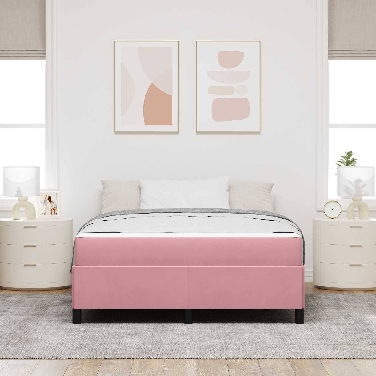 vidaXL Bettrahmen mit Matratze Rosa 160 x 200 cm Stoff